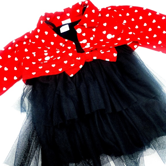Baby Dress Girls Size 9/12m Matching 2pc Set Collared Jacket Hearts Buttons - Picture 1 of 6